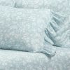 King Size Polyester Blue Ruffle Floral 6 Piece Sheet Set