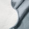 Full/Queen White Blue Scalloped Edge Reversible Thin Light Quilt Set