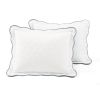 Full/Queen White Blue Scalloped Edge Reversible Thin Light Quilt Set