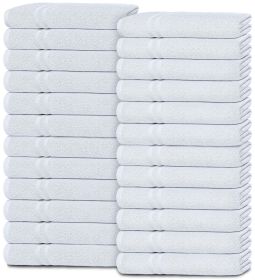 24 Pack White Washcloths for Body and Face Towel Cotton Wash Cloths Bulk Flannel Spa Fingertip Wash Clothes 12x12 Inch Soft Absorbent Gym Towels