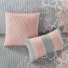 6 Piece Printed Cotton Quilt Set with Throw Pillows Grey/Peach Full/Queen