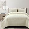 King size Scandinavian Chevron Ivory Reversible Cotton Quilt Set