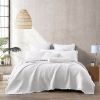 Twin White Farmhouse Microfiber Diamond Quilted Bedspread Set Frayed Edges