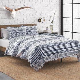 3-Piece Scandinavian Reversible Cotton Set (Color: black white, size: King)