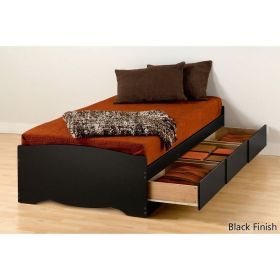 Platform Bed Frame with 3 Storage Drawers in Black (size: twin xl)