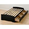 Platform Bed Frame with 3 Storage Drawers in Black