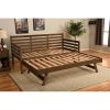 Solid Wood Day Bed Frame with Pull-out Pop Up Trundle Bed
