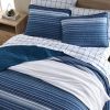 Coastal Blue Stripe Reversible  Cotton Quilt Set