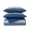 Coastal Blue Stripe Reversible  Cotton Quilt Set