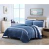 Coastal Blue Stripe Reversible  Cotton Quilt Set