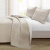 Scandinavian Chevron Beige Tan White Reversible Cotton Quilt Set