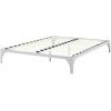 Modern Metal Platform Bed Frame in Silver Finish with Wood Slats