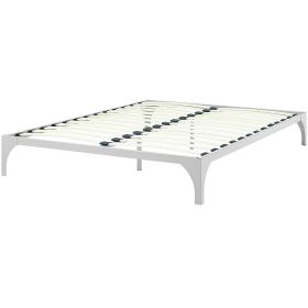 Modern Metal Platform Bed Frame in Silver Finish with Wood Slats (size: King)