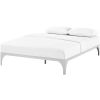 Modern Metal Platform Bed Frame in Silver Finish with Wood Slats