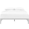 Modern Metal Platform Bed Frame in Silver Finish with Wood Slats