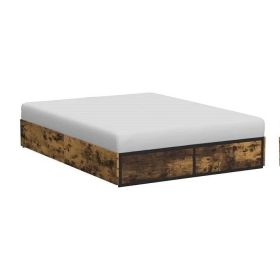 Metal Wood Platform Bed Frame with 4 Storage Drawers (size: Queen)