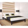 Modern Black Metal Platform Bed Frame with Wood Slats