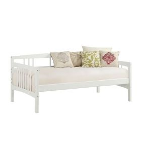 Traditional Pine Wood Day Bed Frame in White Finish (size: Twin)