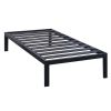 Sturdy Black Metal Platform Bed Frame with Wide Steel Slats