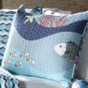 Blue Serenity Sea Fish Coral Coverlet Quilt Bedspread Set