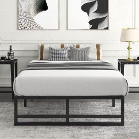 Black Metal Platform Bed Frame with Under-Bed Storage Space (size: Twin)