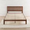 Mission Style Solid Wood Platform Bed Frame with Headboard in Espresso Finish