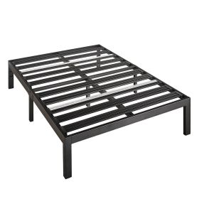 Metal Platform Bed Frame with 3.86 inch Wide Heavy Duty Steel Slats (size: Queen)