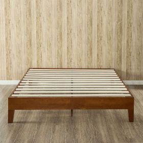 Solid Wood Low Profile Platform Bed Frame in Cherry Finish (size: Queen)