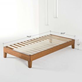 Modern Solid Wood Platform Bed Frame in Natural (size: Twin)