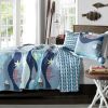 Blue Serenity Sea Fish Coral Coverlet Quilt Bedspread Set