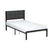 Metal Platform Bed Frame with Button Tufted Upholstered Headboard
