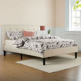 Upholstered Platform Bed Frame with Headboard (Color: taupe beige, size: Queen)