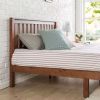 Mission Style Solid Wood Platform Bed Frame with Headboard in Espresso Finish