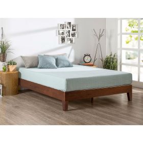 Modern Low Profile Solid Wood Platform Bed Frame in Espresso (size: Queen)