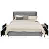Linen Headboard 4 Drawer Storage Platform Bed