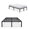 18-inch High Rise Heavy Duty Black Metal Platform Bed Frame