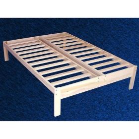 Unfinished Wood Platform Bed Frame with Wooden Slats (size: Full)