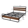 Heavy Duty Industrial Modern Metal Wood Platform Bed Frame with Headboard