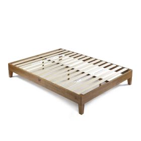 Solid Wood Modern Platform Bed Frame in Rustic Pine Finish (size: Queen)