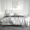 Modern Velvet Upholstered Platform Bed with Headboard