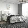 Modern Velvet Upholstered Platform Bed with Headboard
