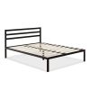 Metal Platform Bed Frame with Headboard and Wood Slats