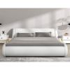 Modern Faux Leather Upholstered Platform Bed Frame with Headboard