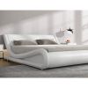 Modern Faux Leather Upholstered Platform Bed Frame with Headboard