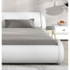 Modern Faux Leather Upholstered Platform Bed Frame with Headboard