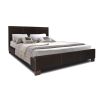 Dark Brown Faux Leather Upholstered Platform Bed Frame with Headboard