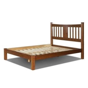 Farmhouse Style Solid Wood Platform Bed Frame with Headboard (Style: walnut, size: Queen)