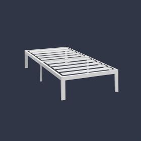 Heavy Duty Steel Platform Bed Frame in White (size: Twin)