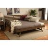 Solid Wood Day Bed Frame with Pull-out Pop Up Trundle Bed