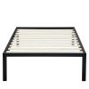 Heavy Duty Metal Platform Bed Frame with Wooden Slats